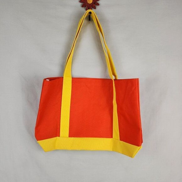 The Oprah Magazine Live Your Best Life Orange and Yellow Canvas Tote NWOT - Picture 2 of 6